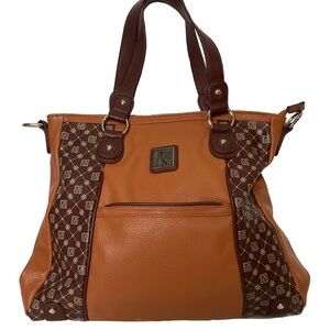 Jose Hess Faux Leather Madison Avenue Mocha Dual Strap Bag; Snap Front Pocket